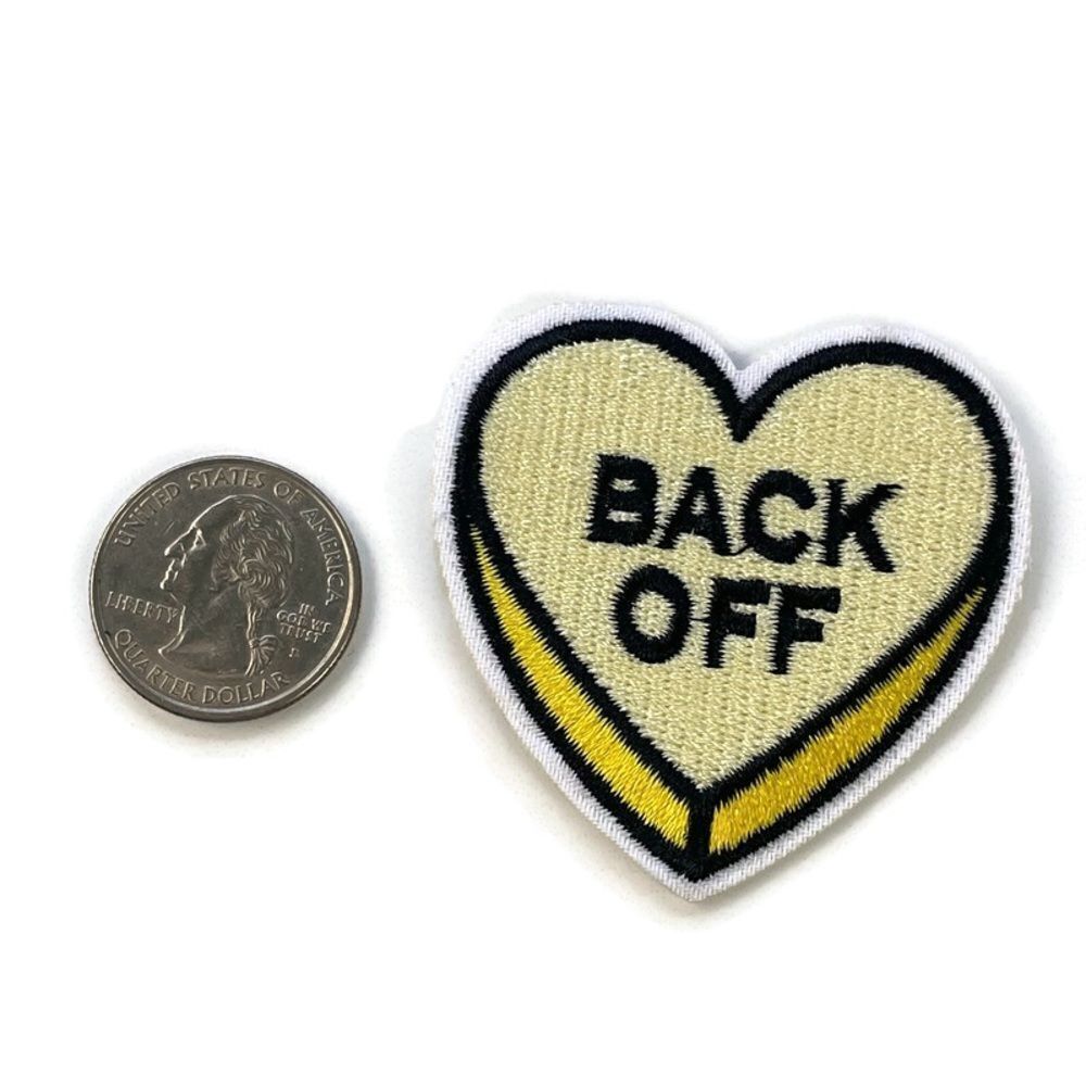 Back Off Yellow Heart Embroidered Patch - Picture 2 of 3